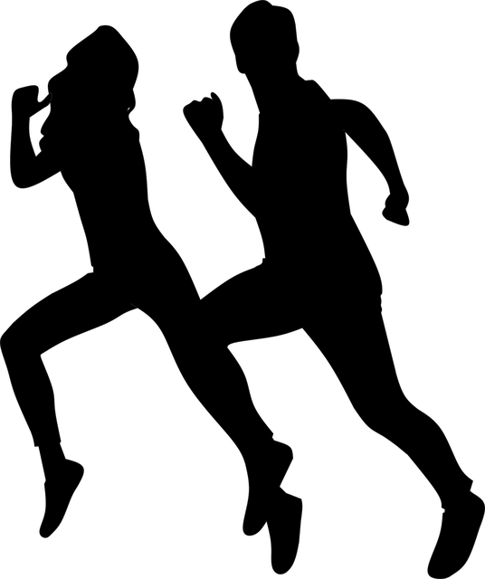 icono en blanco y negro de personas corriendo