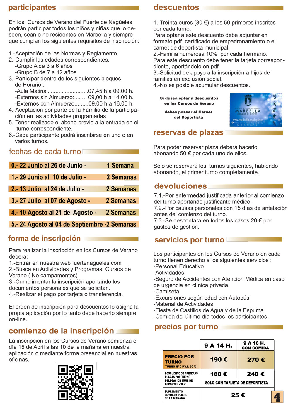 Participantes y Turnos de los Cursos de Verano 2026
